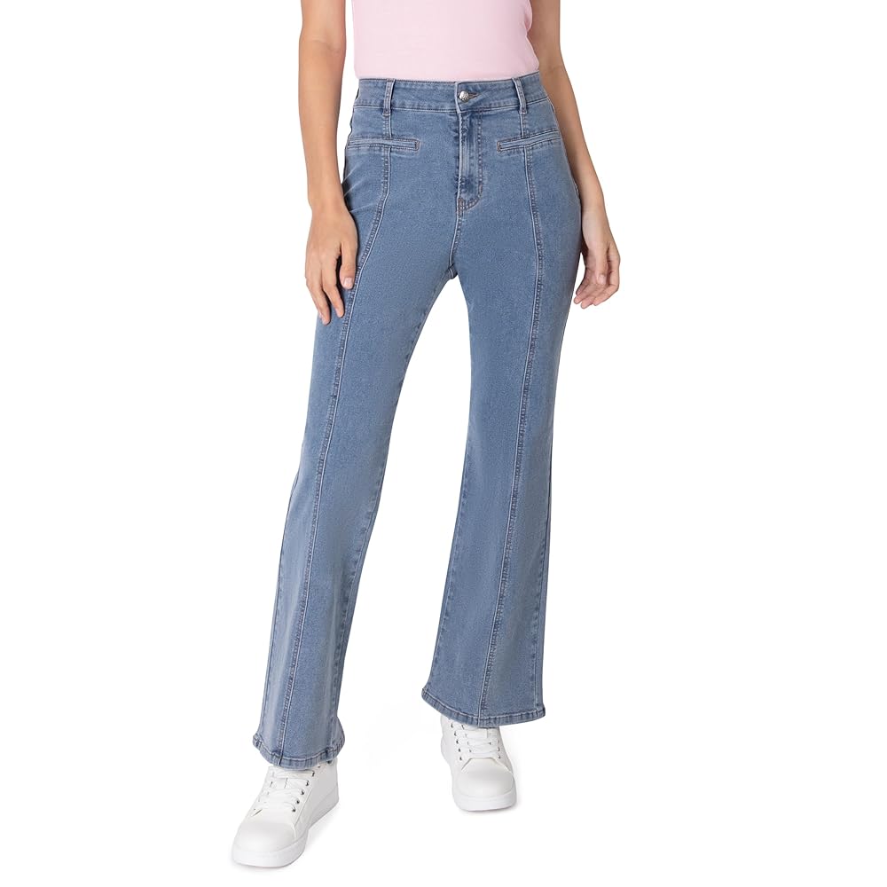 Paris Hilton Women's Wide Leg Relaxed High Rise Stretch